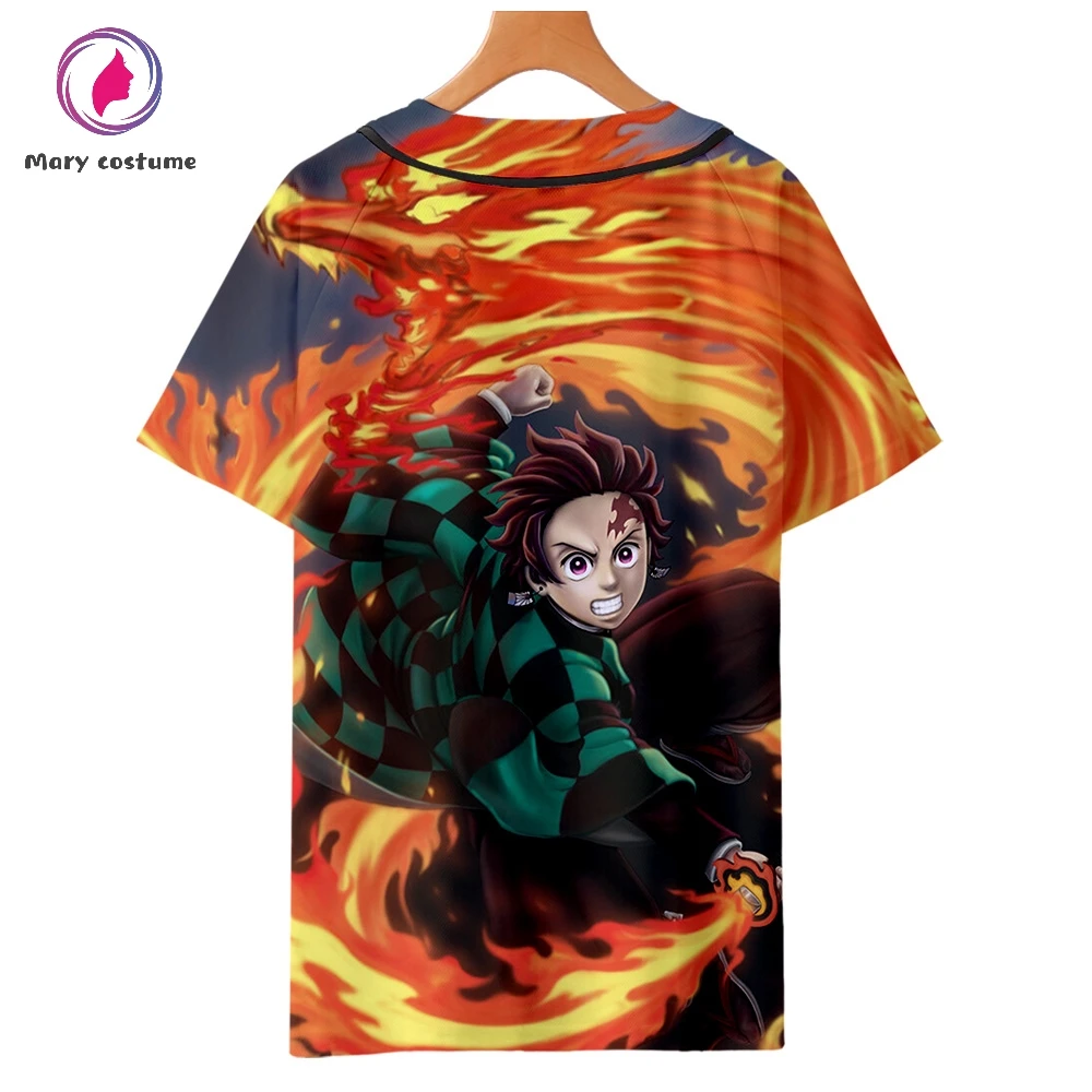 Demon Slayer: Kimetsu no Yaiba бейсбольная футболка полиэстер Горячие мужские модные летние бейсбольные футболки Новые повседневные футболки