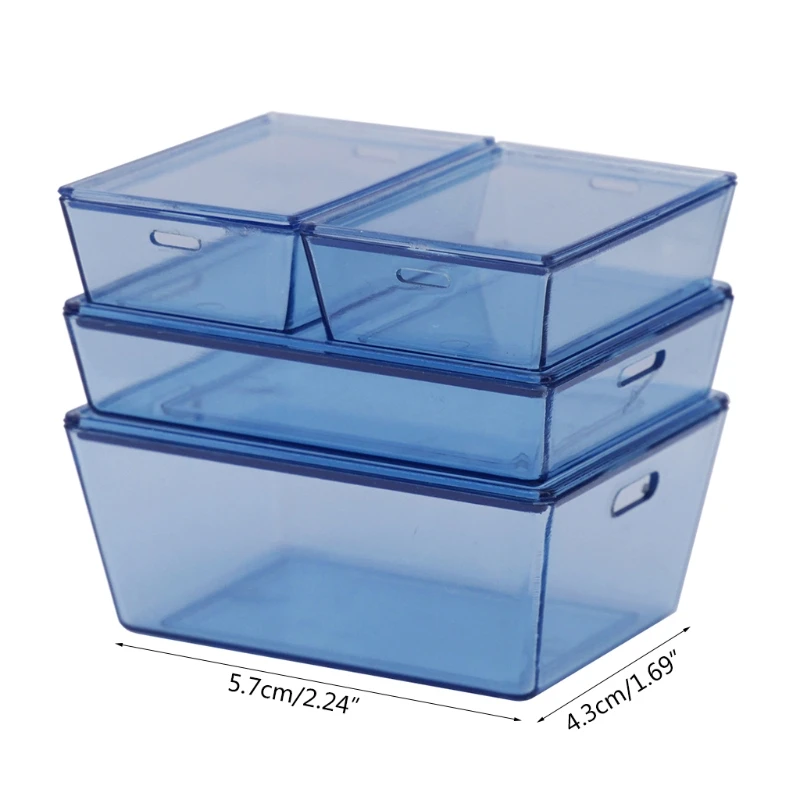 

4 Pcs 1:12 Dollhouse Accessories Mini Plastic Storage Box Miniature Simulation Furniture Model Case Container