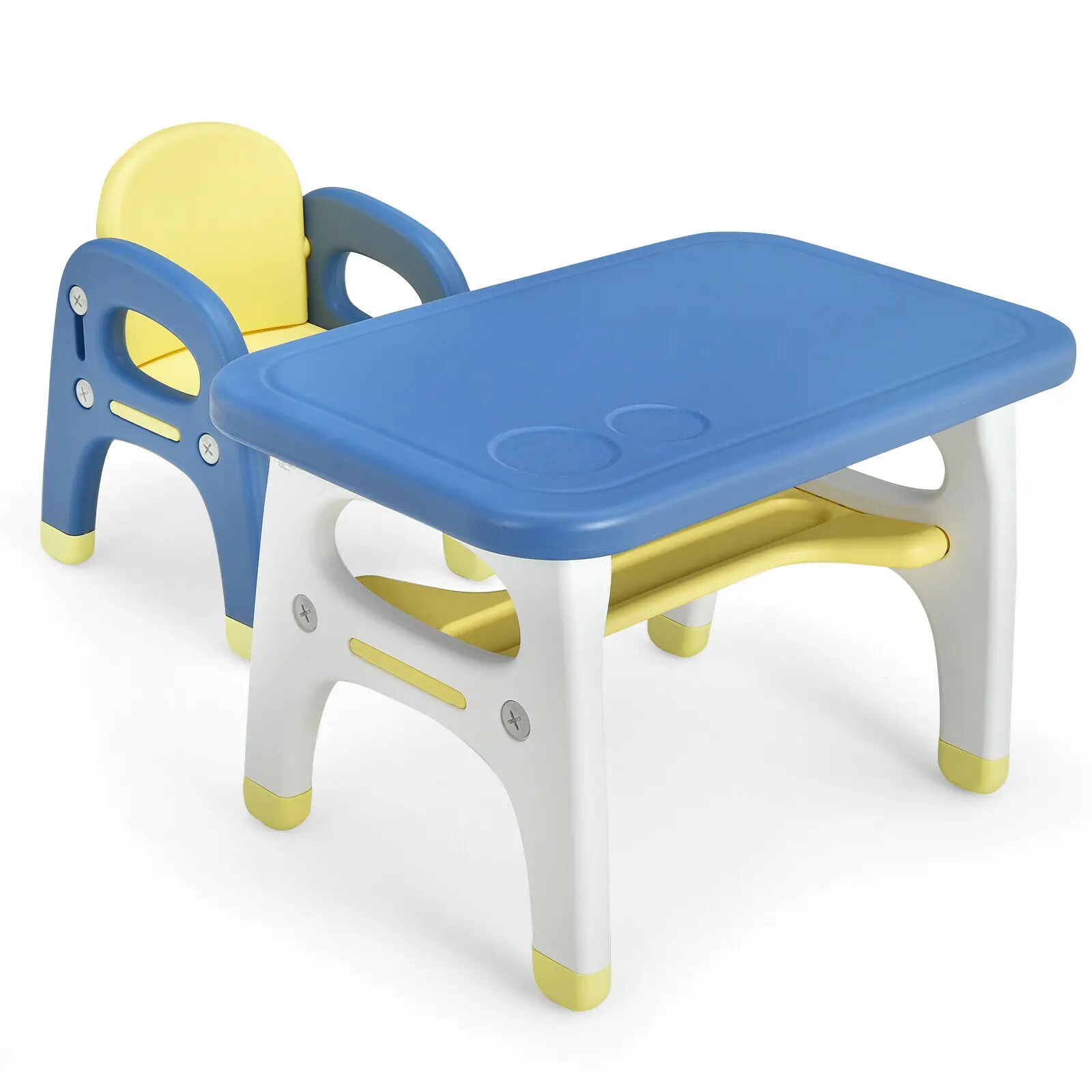 Babyjoy Kids Dinosaur Table and Chair Set Activity Study Desk w/ Building Blocks  BB5623BL