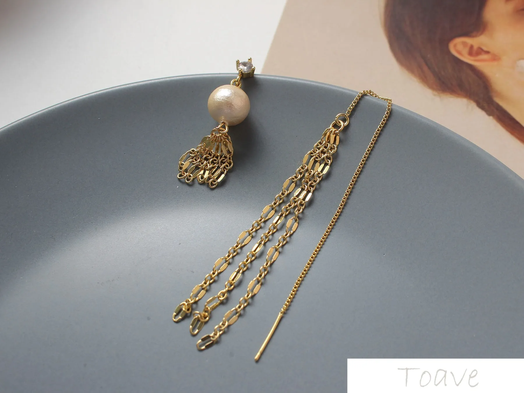 Baxter мигание цепь кисточкой покрытая медью 18K Настоящее золото ухо arteth материал