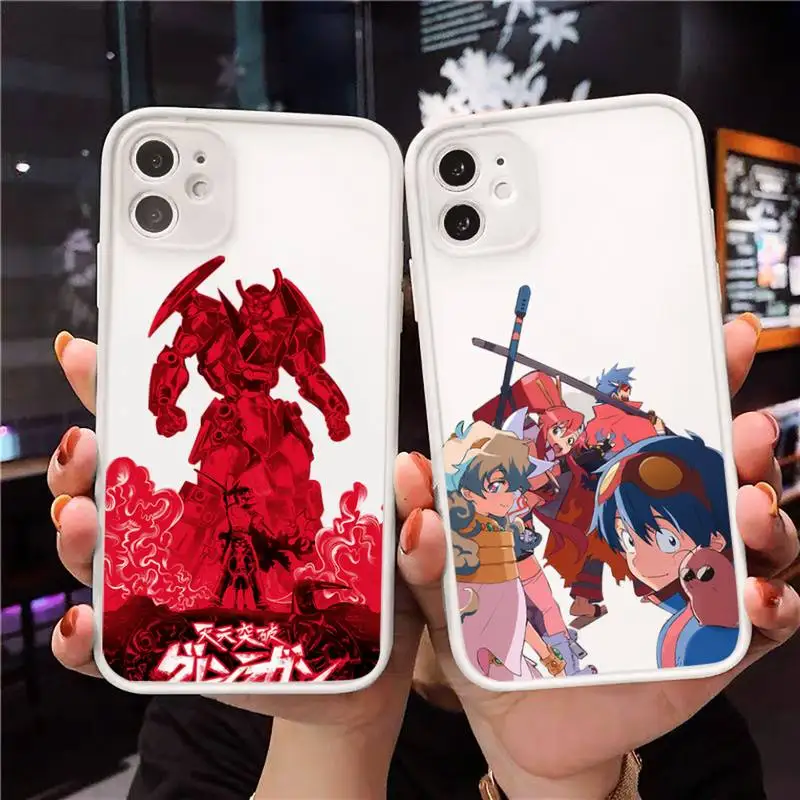 

Tengen Toppa Gurren Lagann anime Phone Case For iPhone 12 11 Mini Pro XR XS Max 7 8 Plus X Matte transparent White Cover