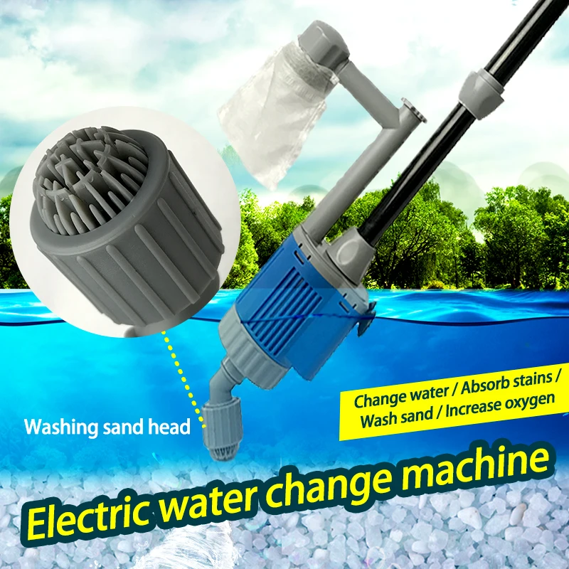 

20/28W Electric Aquarium Fish Tank Water Change Pump Aquarium Cleaning Tool Water Changer Gravel Cleaner Siphon Filter Pump