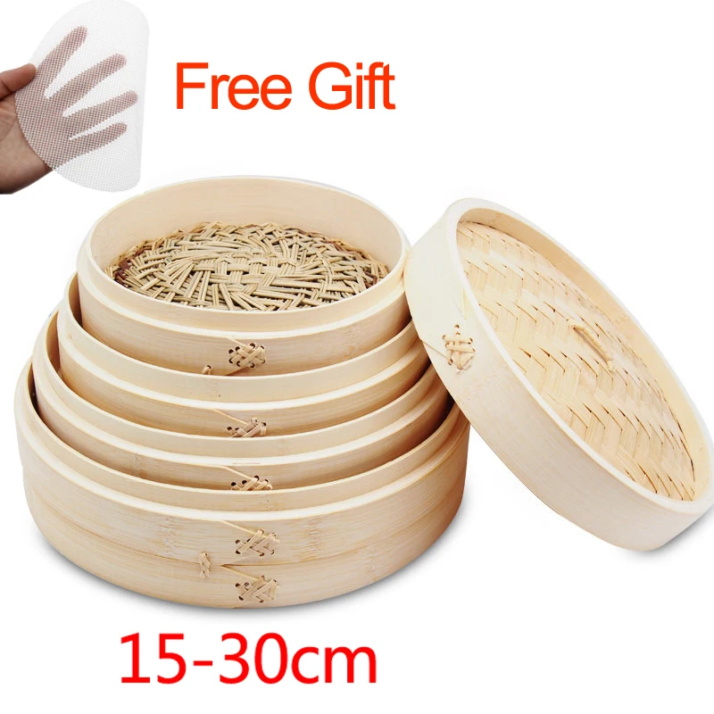 

Bamboo Steamer Basket, Asian Kitchen Bamboo Steamer for Cooking Dumplings, Fish, Vegetables and Dim Sum,Various sizes