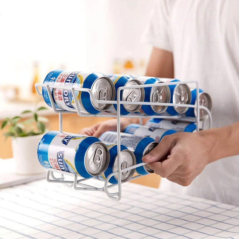 

Easy Pulling Rolling Storage Rack Beer Cola Double Rack Rack Refrigerator Can Frame Cross-Border Amazon