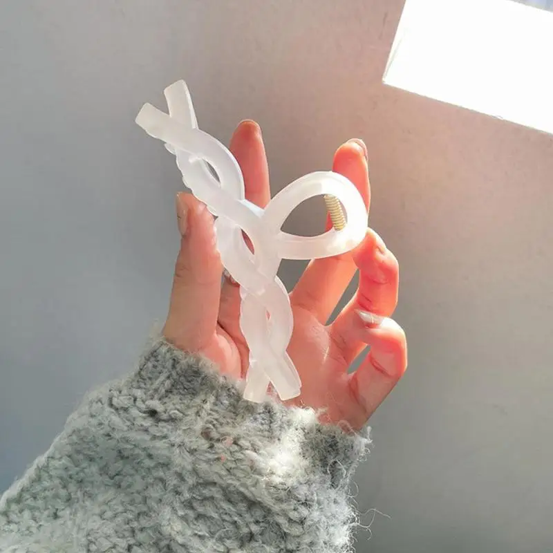 

Korea Jelly Frosted Twist Hair Claws Acrylic Braided Hairpin Ponytail Hair Accessories Scrub Shark Clip Headwear Make UP Tool