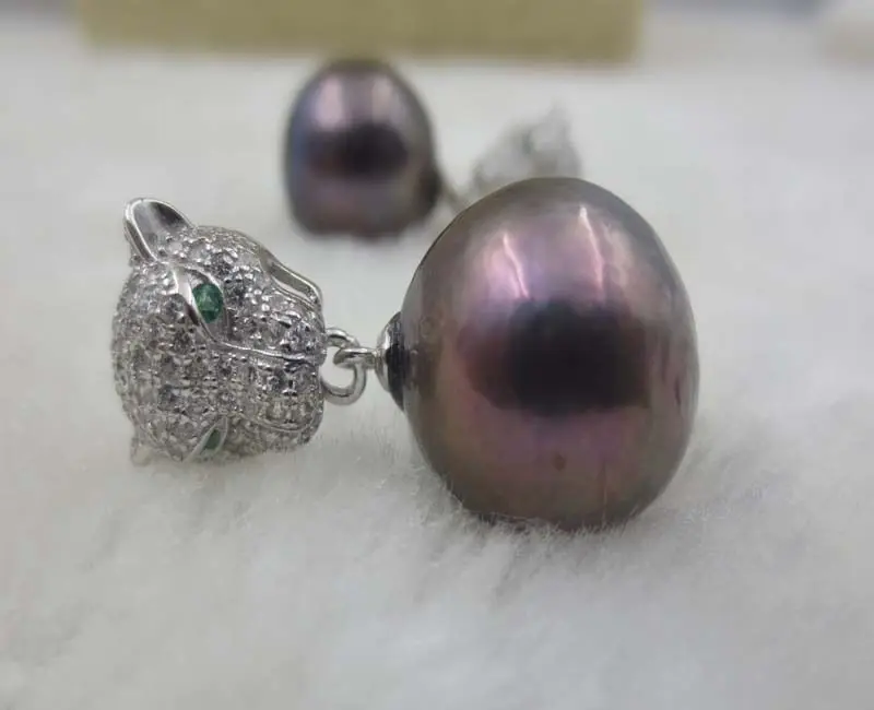 

LEOPARD HEAD EYS 14MM BLACK KASUMI PEARL NECKLACE EARRING AAA SETS