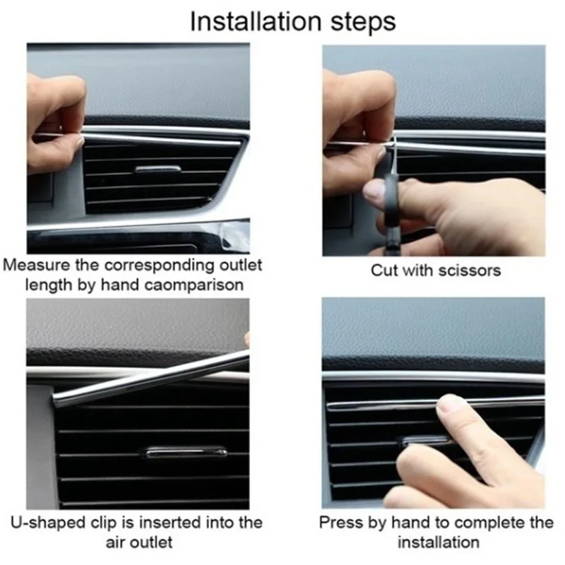

Automobile air conditioning vents decoration strip refit special interior accessories car supplies electroplating shiny strip