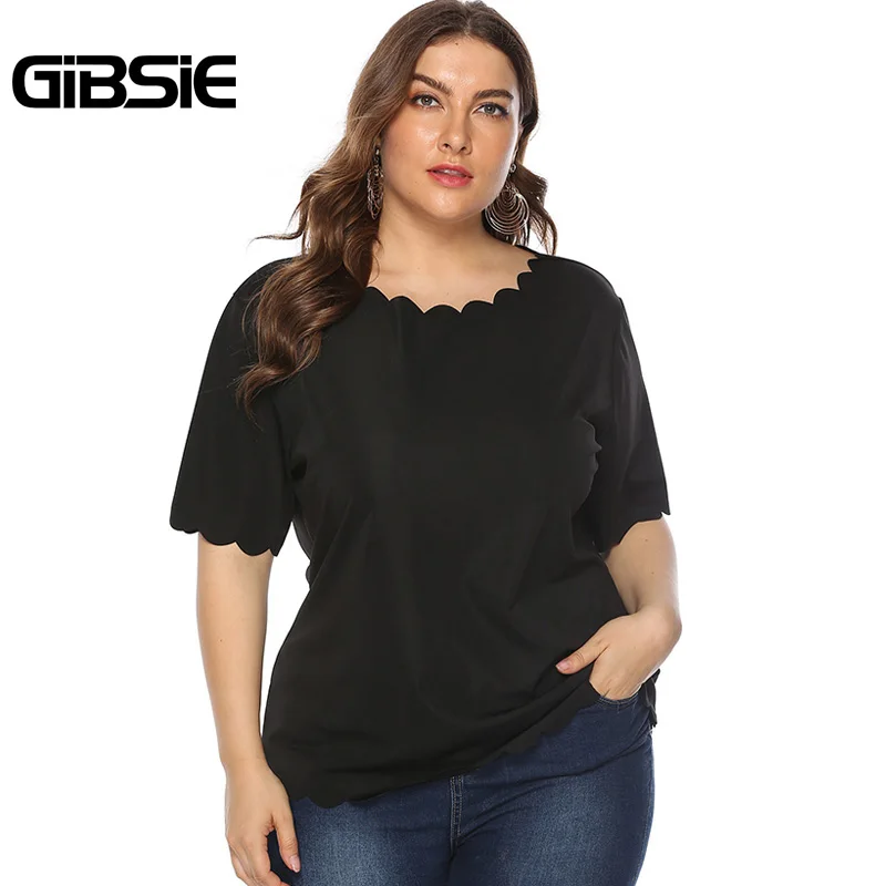 Женская футболка с круглым вырезом GIBSIE повседневная Однотонная коротким рукавом
