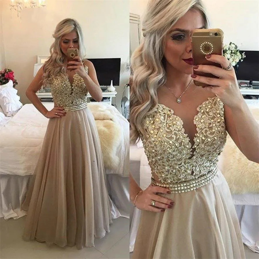

Long Party Dress Elegant Prom Dresses With Lace Steep Sleeves On The Back Formal Dresses Round Necked Floors