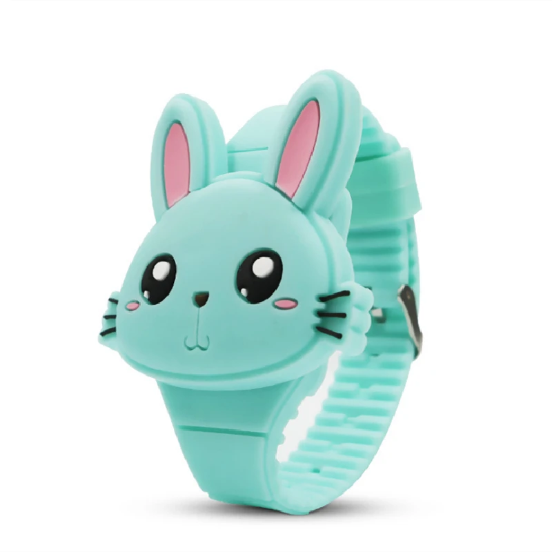 Часы детские резиновые с откидной крышкой и мультяшным кроликом|Детские часы| |