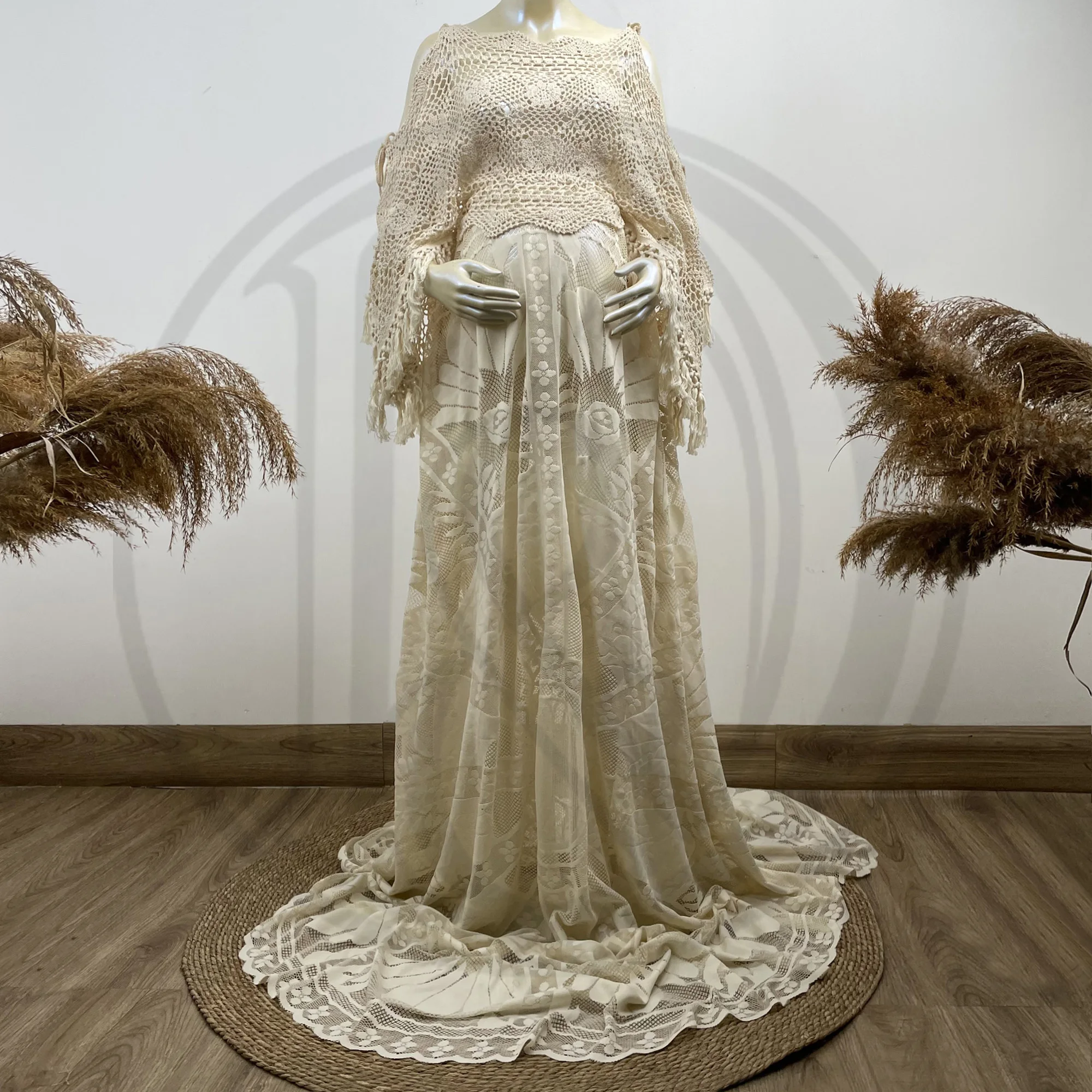 

Photo Shoot Boho Condole Belt Pregnant Robe Maternity Dresses Maxi Kaftan Evening Party Costume Women Photography Accessories