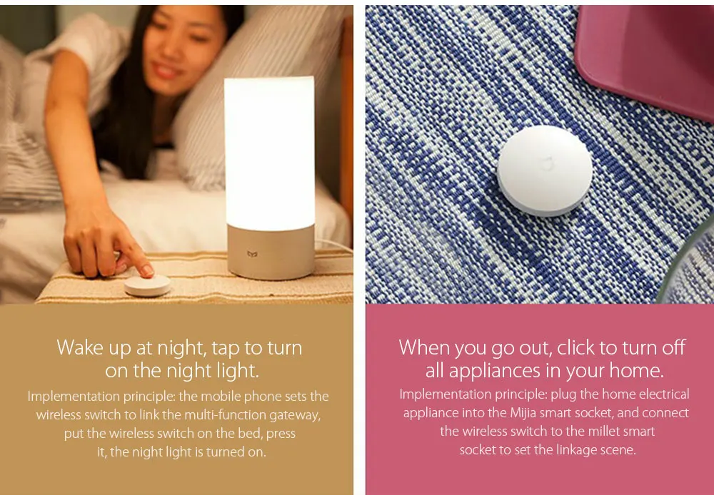 Aqara Mijia Wireless Switch Smart Bluetooth Zigbee Connection Switch Intelligent Home Security Equipment Work With Mi Home APP