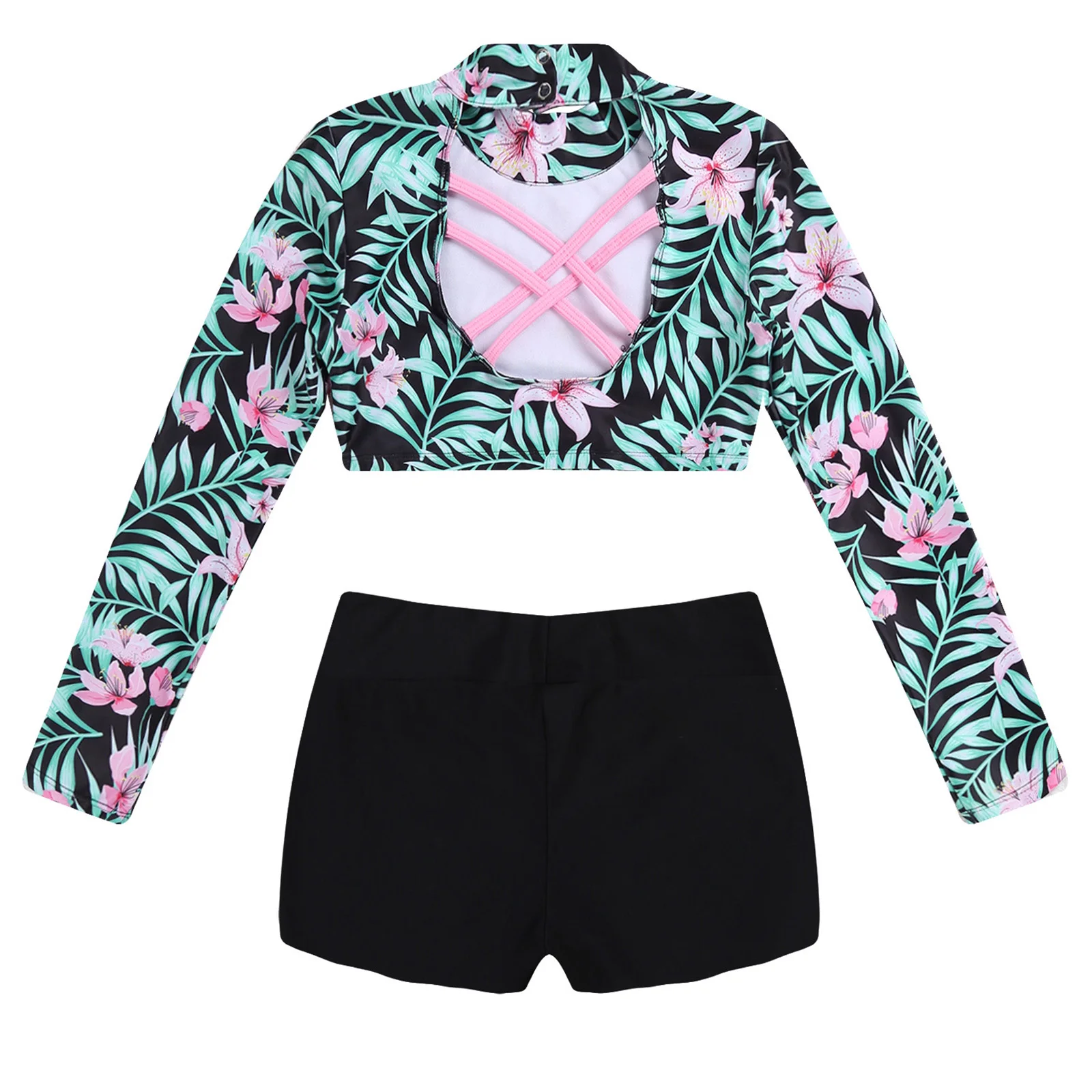 Танцевальный костюм для девочек из 2 предметов Йога костюмы фитнеса с длинным