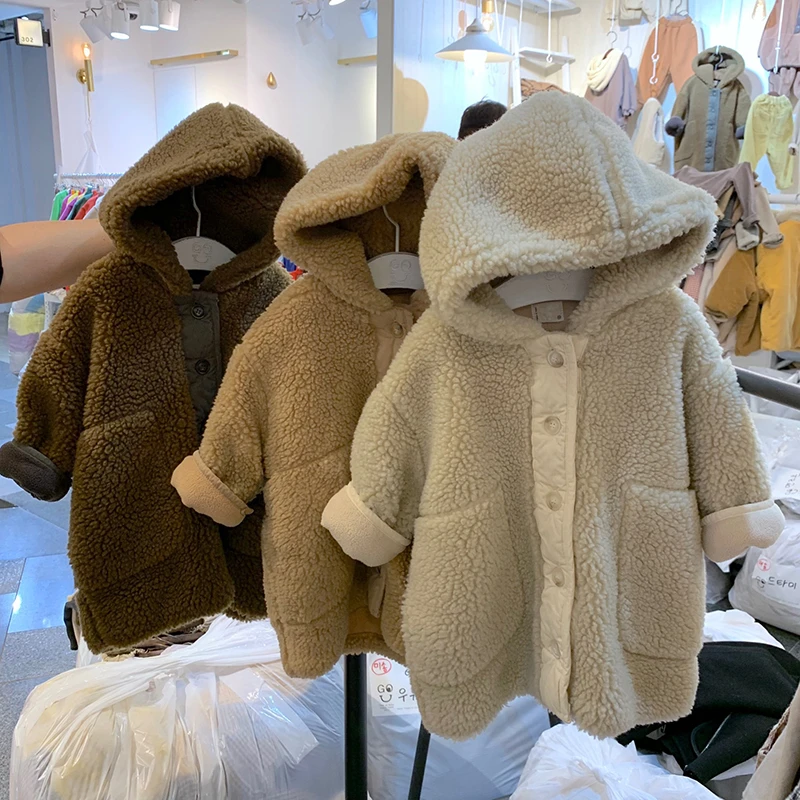 

Fashion Girls Winter Autumn Lambswool Warm Jacket Coat Long Sleeve Faux Fur Formal Soft Party Kids Outwear High Quality