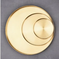 gold kitchen stainless steel storage tray space saving organizer jewelry display plate delicate round for bathroom cosmetic