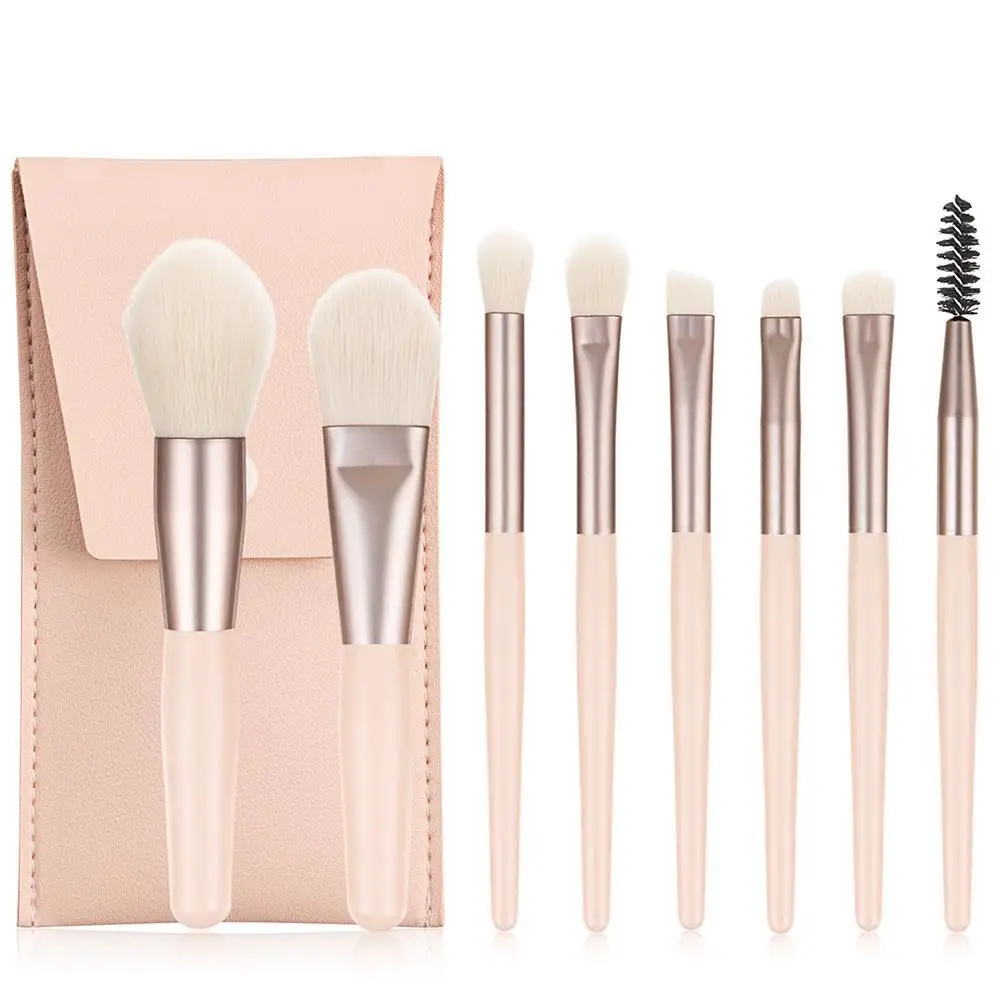 

8 Mini Makeup Brushes Foundation Brush Wooden Handle Soft Hair Makeup Brush Set Portable Beauty Tool