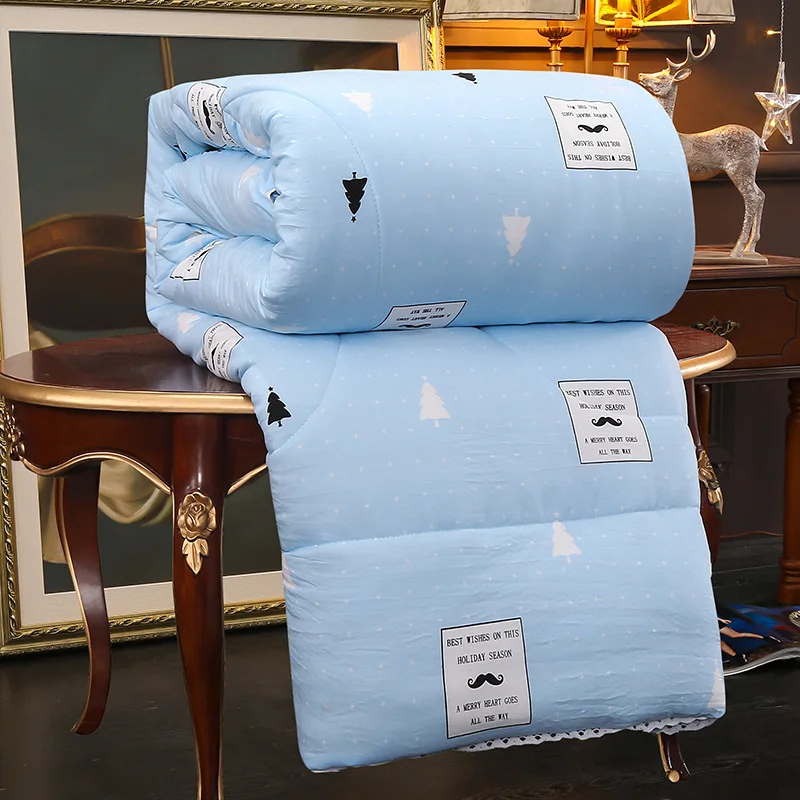 Новое стеганое одеяло из потертого хлопка без рисунков Утепленное зимнее для