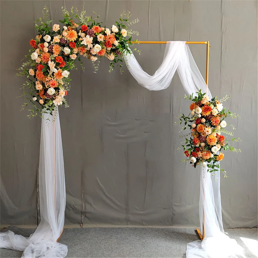 

Gold White Wedding Arch Background Frame Wrought Iron Flower Stand Custom Home Birthday Party Background Wall Decorative Shelf