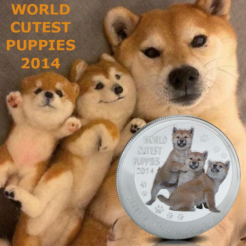 WR World Cutest Puppies серии Индивидуальные животные Шиба ину вызов монеты милые цветные посеребренные монеты для Дня матери
