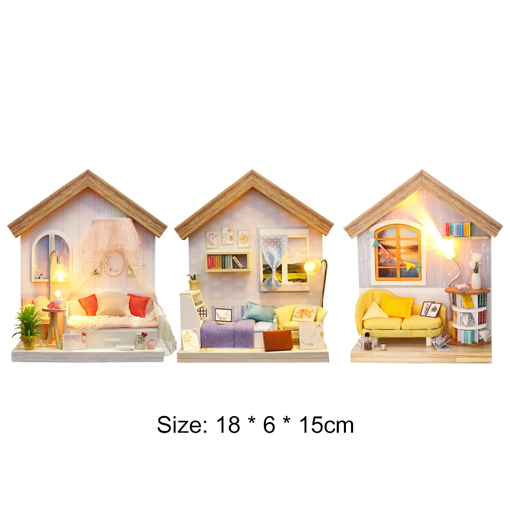 

New DIY Doll House Furniture Hand Assembled Wooden Building Model Miniature House Home Toys for Children Birthday Gifts#38