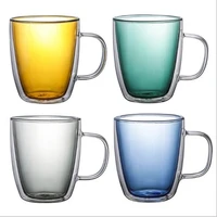 400ml colorful double wall tea coffee cup glass mug heat resistant handmade beer mugs whiskey glass cup water bottle drinkware