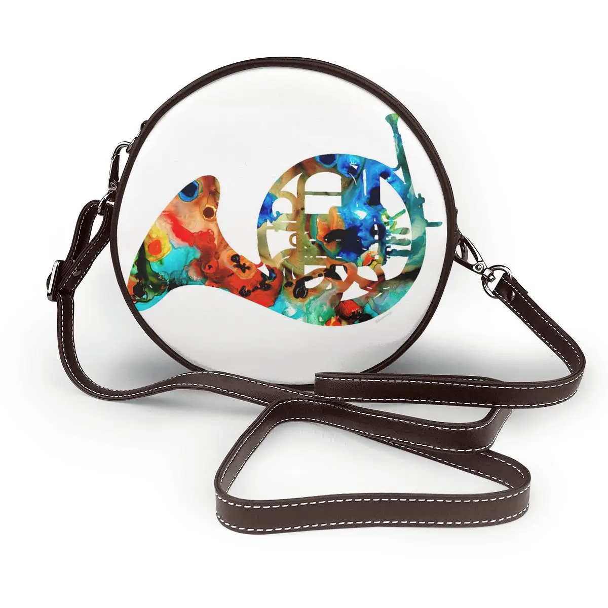 

Music Shoulder Bag Office Student Round Bag Gifts Stylish Leather Purse