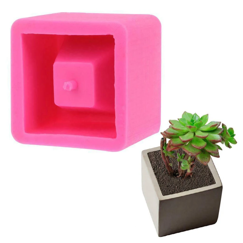 Бетонный цветочный горшок кубик прессформы бетона силиконовая формочка в виде