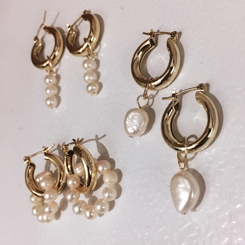 

Elegant Light Weight S925 Post 14k Gold Plated Freshwater Pearl Earrings for Women 2021 Korean Fashion Jewelry Earrings