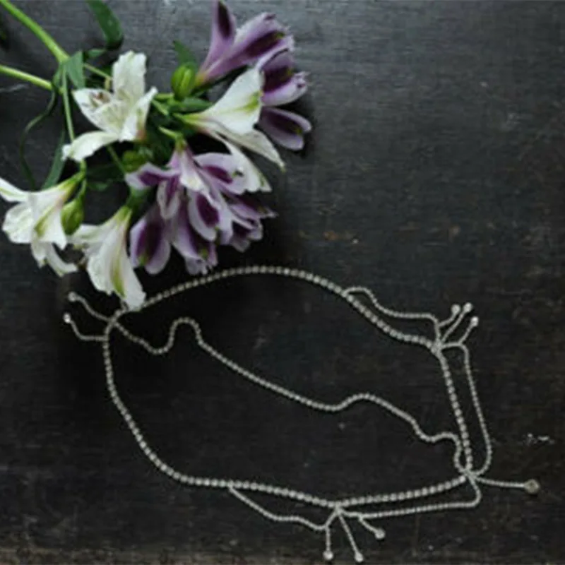 

New diamond ornaments chain tassel hair catwalk accessories forehead fall between the bride headdress