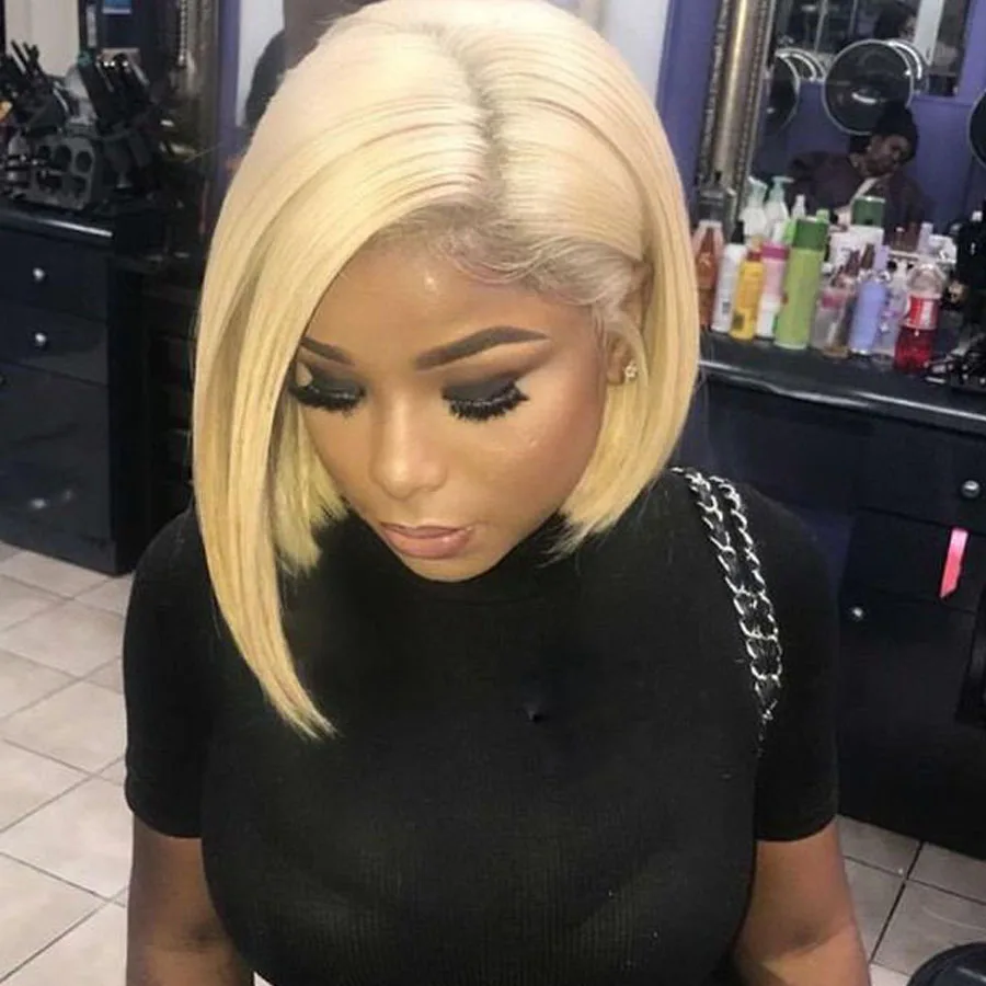 613 блондинка Синтетические волосы на кружеве парик прямой прозрачный кружево