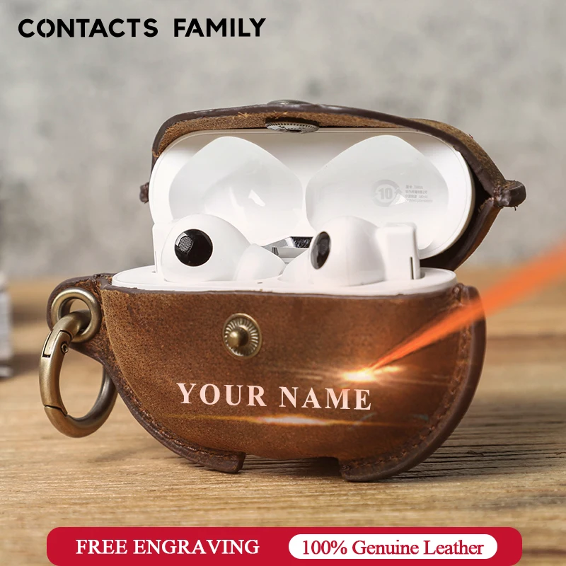 Fone de Ouvido para Huawei Cases de Proteção Caixa de Carregamento Contact’s Família Nubuck Couro Case Buds Pro Capa Acessórios Chave
