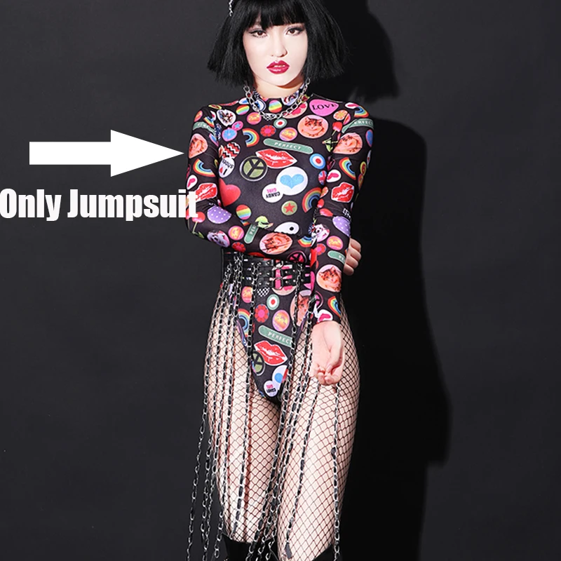 Jumpsuit Новинка, комбинезон из спандекса для ночного клуба, женский сексуальный боди для бара, DJ, костюм для вечеринки, певица, ведущая танцовщица, сценический костюм BL1911 - Цвет: Jumpsuit