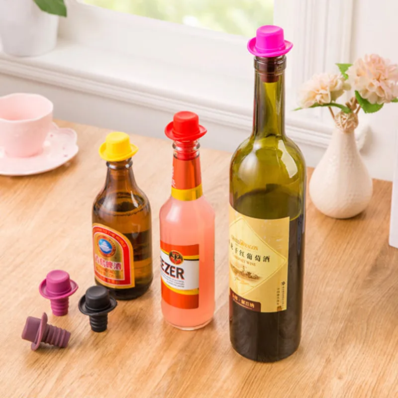 

1PC Silicone Bottle Stopper For Bottles Cap Wine Cork Pourer Stopper CapsTop Hat Fresh-keeping Cork Bar Family Bar Kitchen Tools