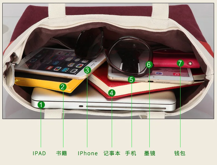 

Fashion Korean Canvas Beach Shoulder Hand Tote Bag Classic Style Home Office Supply Storage