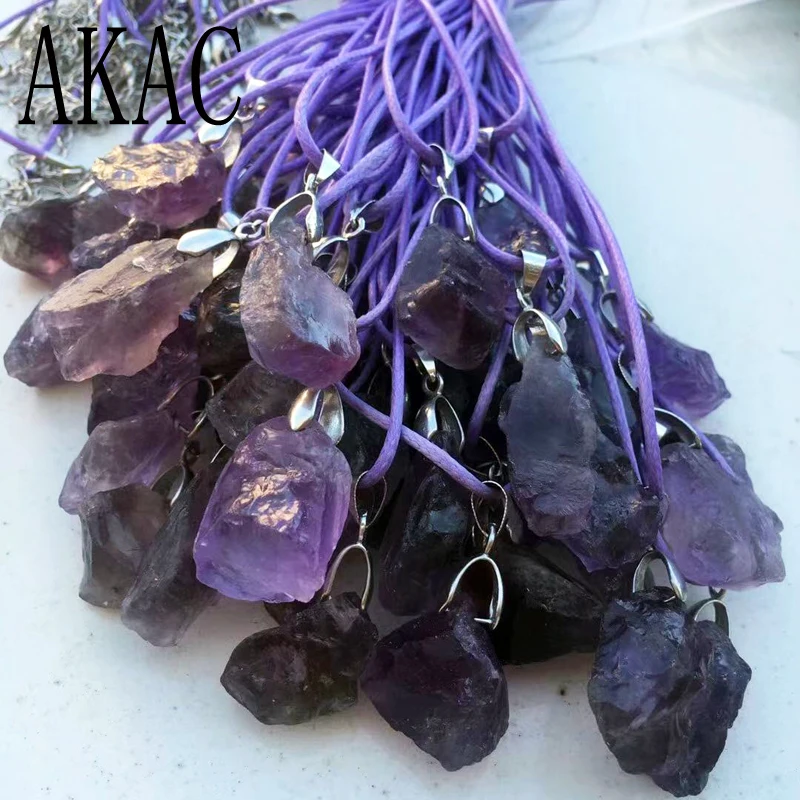 

50pendants AKAC natural amethyst ore pendant factory wholesale send randomly