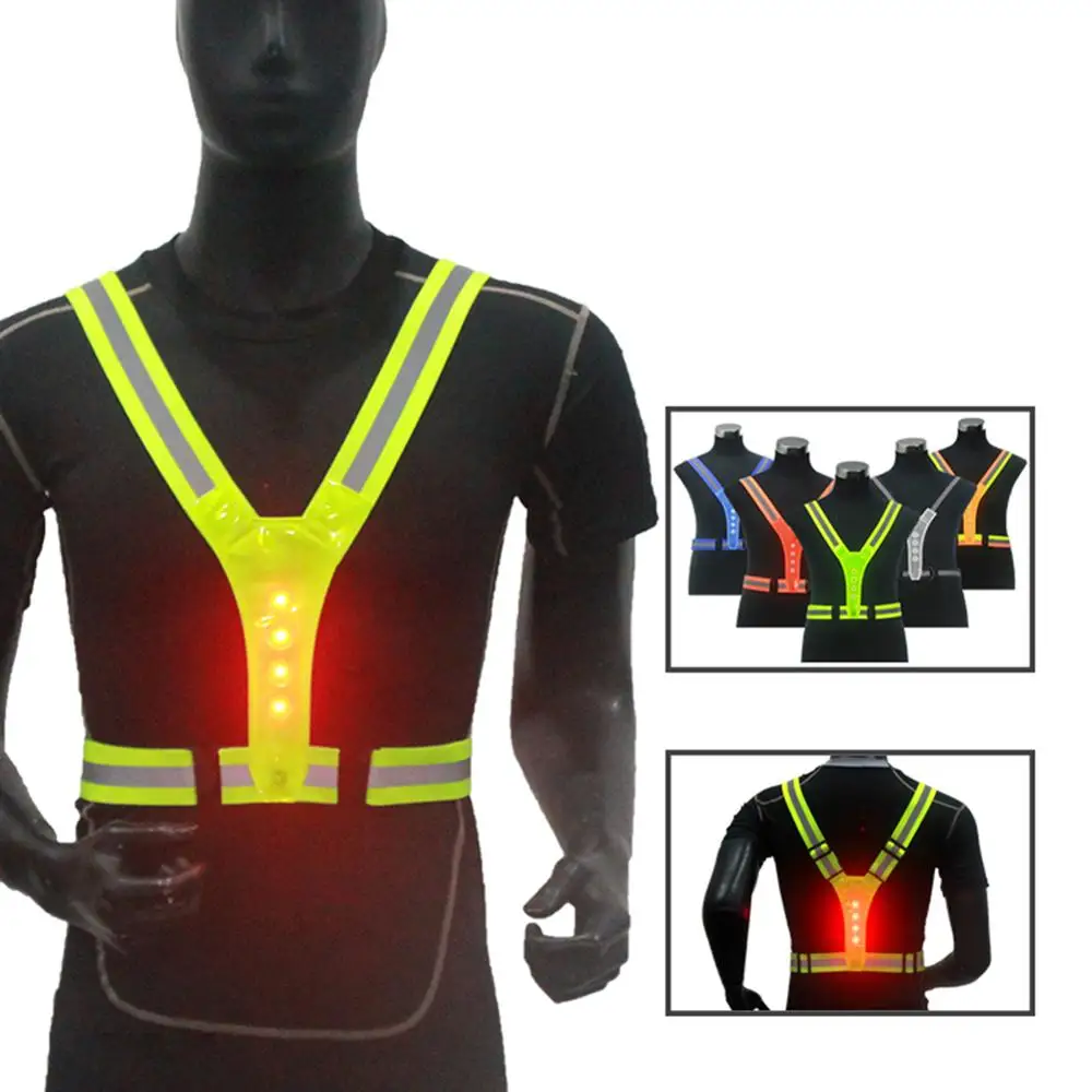 LED Cycling Vest High Visibility Outdoor Running Reflective Safety Adjustable Elastic Strap Fluorescence Work Whole | Спорт и