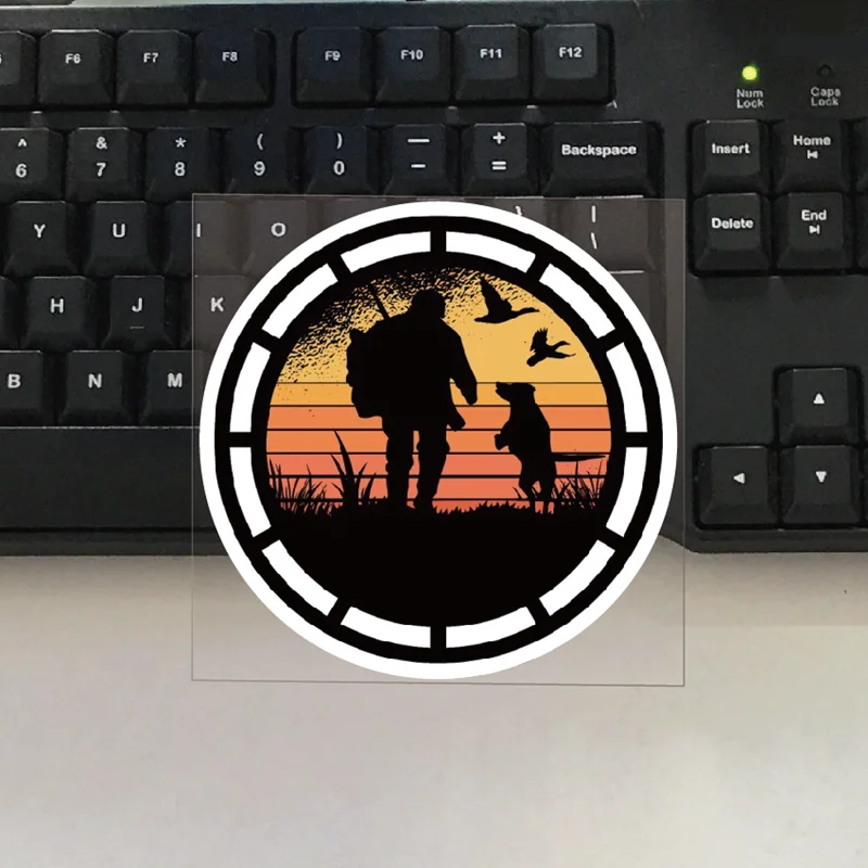 Водонепроницаемая Автомобильная наклейка с изображением фигуры заката человека и собаки, 11 см x 11 см