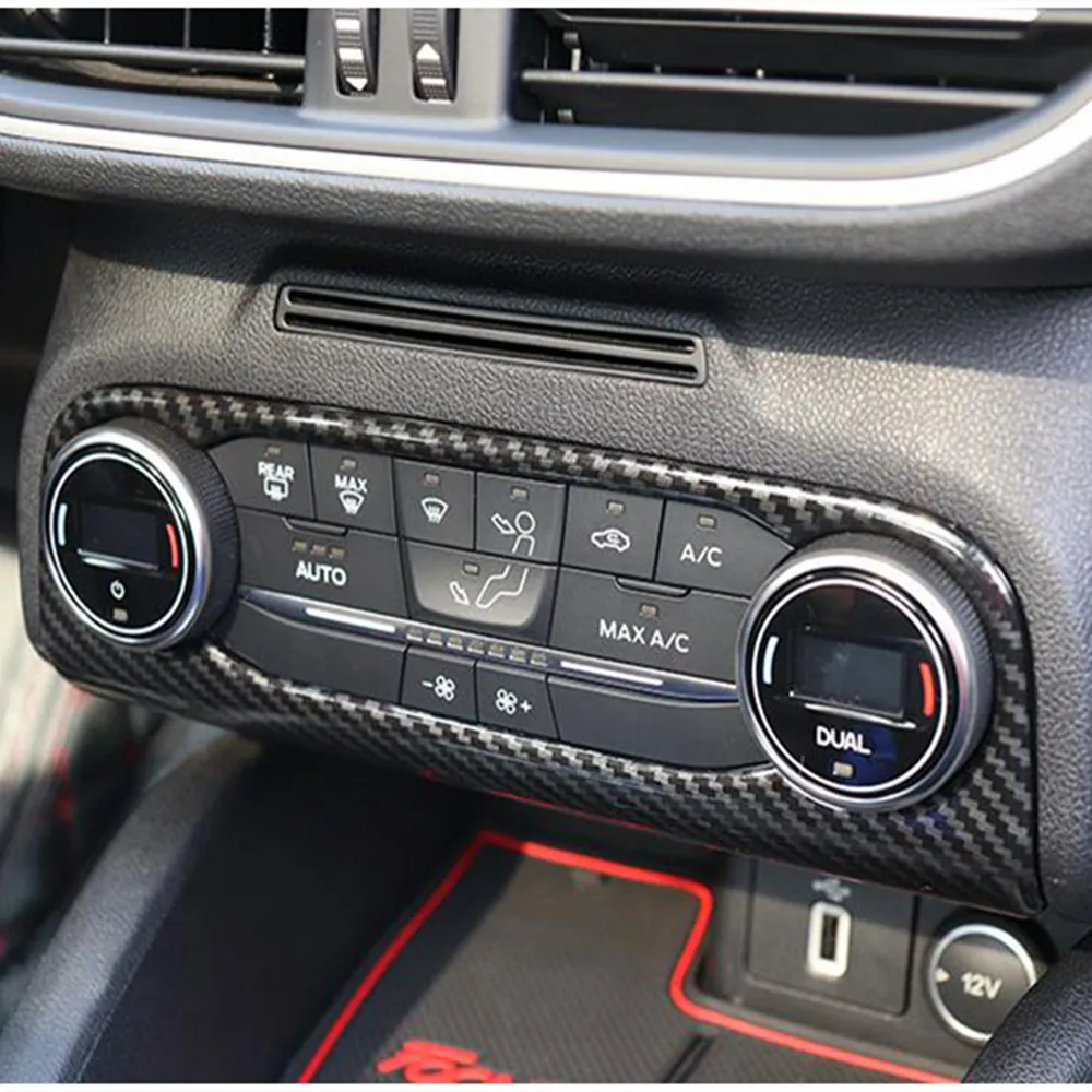 

For Ford Focus 2019 2020 Carbon Fiber Interior Accessories Car Styling Air Conditioning Adjustment Switch Cover Trim Accessories