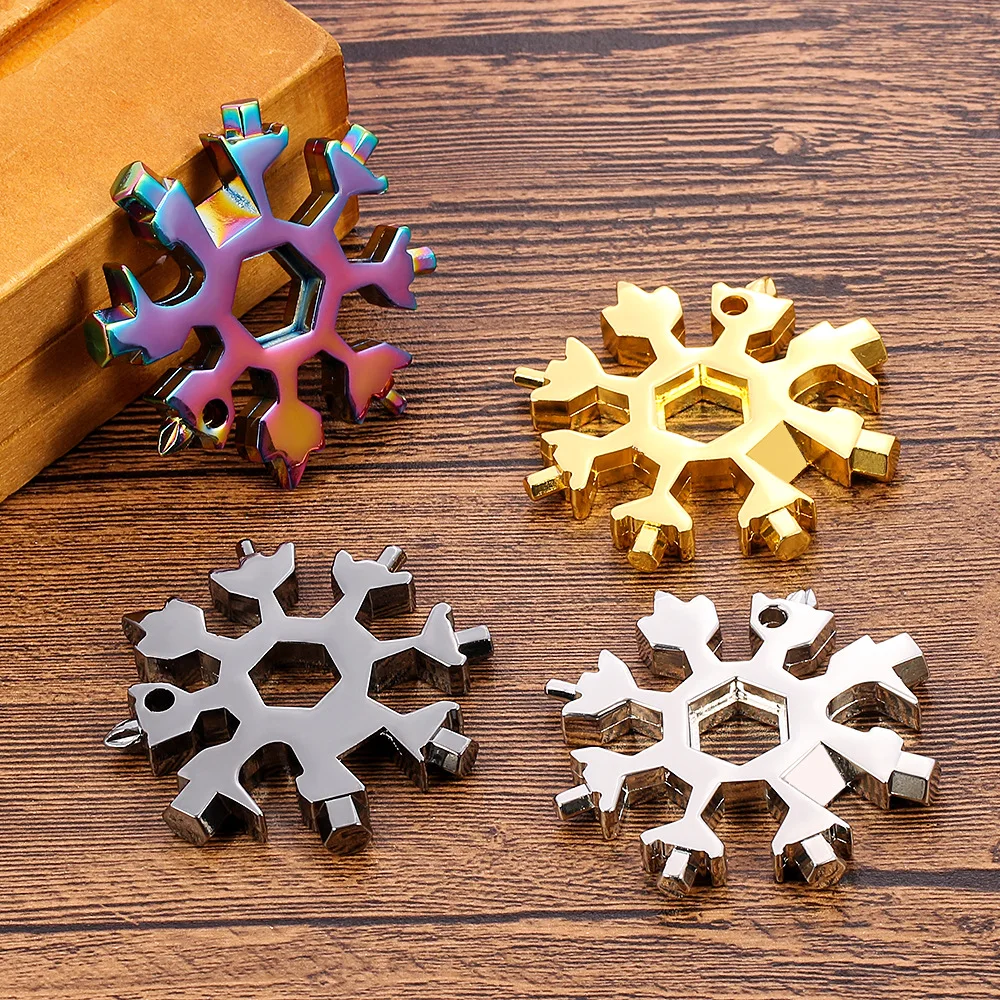 

1@#Car Key Chain Snowflake Multifunction Tool Pocket Keychain Wrench Hex Wrench Multifunction Practical Multifunction Portable