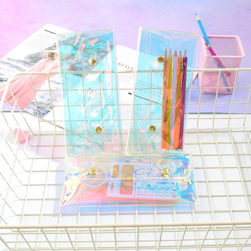 Переливающийся лазерный пенал качественные школьные принадлежности из ПВХ Bts