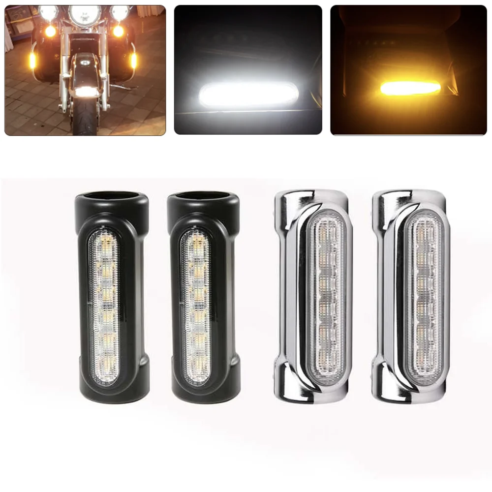 

Motorcycle Highway Bar Switchback Turn Signal Light White Amber LED For Victory Harley Road King/Touring Models lightings