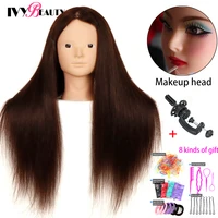 85 real human hair makeup training head with hair for hairdressing hairstyle hairdresser practice cosmetology manikin doll head