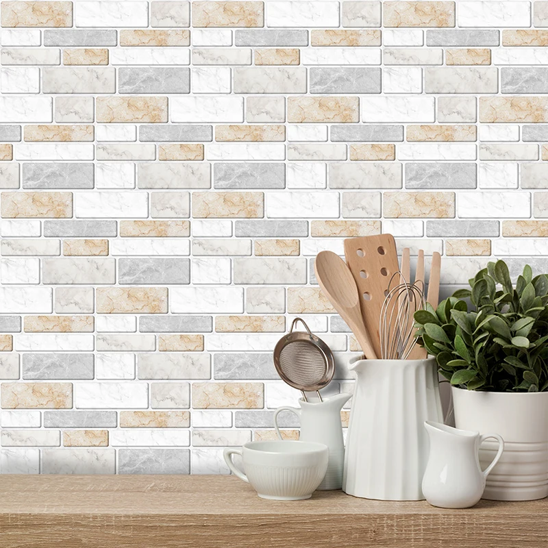 

9pcs 20x10cm Grey Mosaic Tile Stickers Self-Adhesive Waterproof DIY Wall Art Home Bedroom Bathroom kitchen Wall Sticker