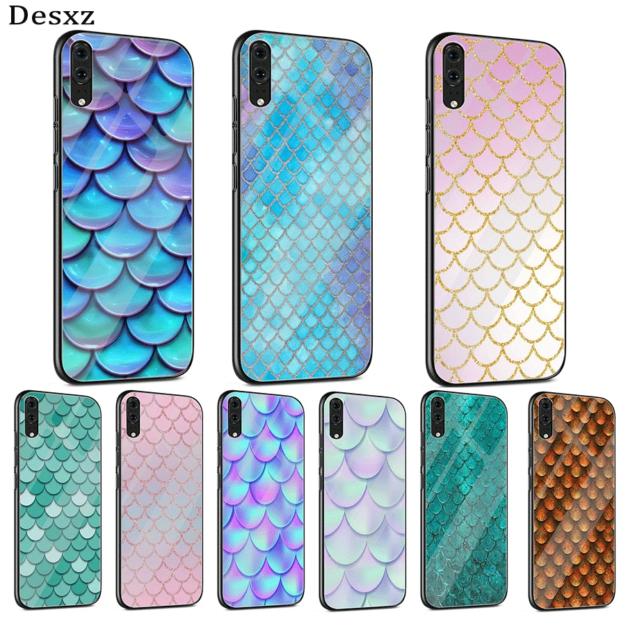 Цветной стеклянный чехол для телефона с изображением рыбьей чешуи Samsung Galaxy S7 Edge S8
