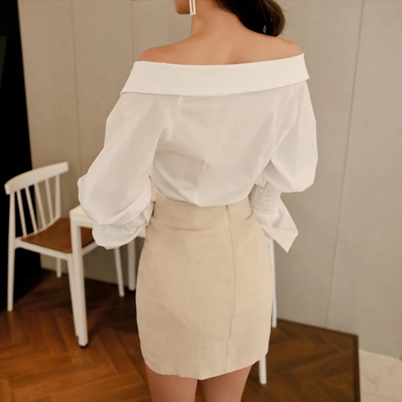 Mozuleva 2019 элегантный офисный Женский комплект из 2 предметов тонкая белая рубашка с