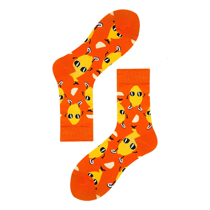 PEONFLY женские носки красочные Мультяшные бананы авокадо яйцо гамбургер десерт