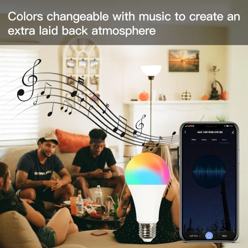 

Tuya Smart Lamp E27 15W Wifi Led Light Bulb RGB+cold Warm White Dimming Bulb APP Control Timing Support Smart Life Alexa Google