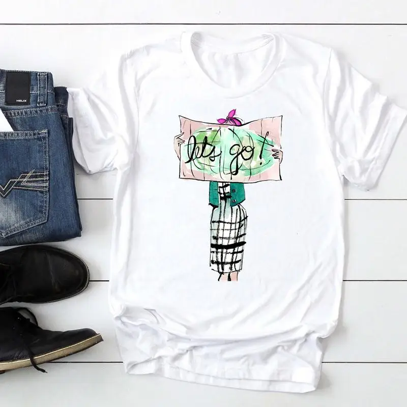 

Футболка женская летняя графическая с мультяшным принтом, Милая дорожная футболка для отпуска, топ для девушек, одежда для отпуска