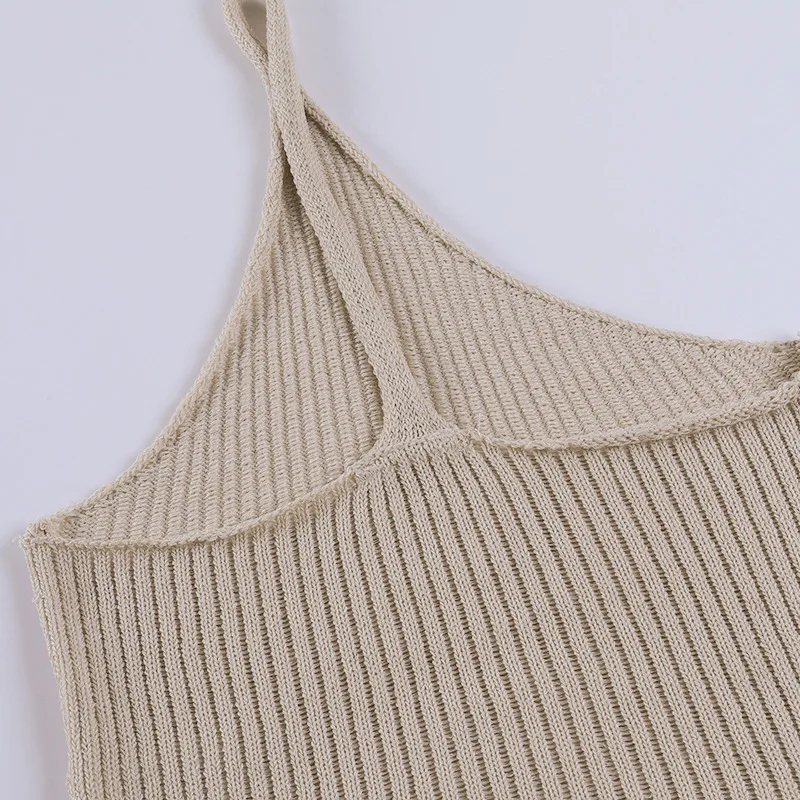

UKCNSEP 2021 Summer Sexy Onle Shoulder Crop Tops Women Backless Fashion Outfits Knitting Tops Camisole Streetwear
