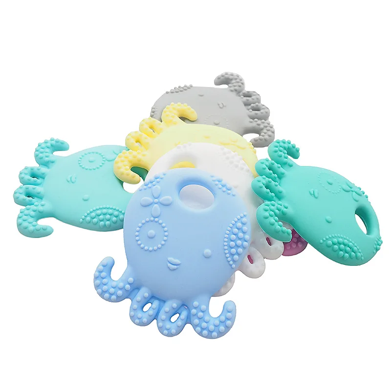 Chenkai 50PCS BPA Free Silicone Octopus Teether Soft Baby Pacifier Teething For DIY Baby Nursing Pacifier Clip Soother Chain Toy